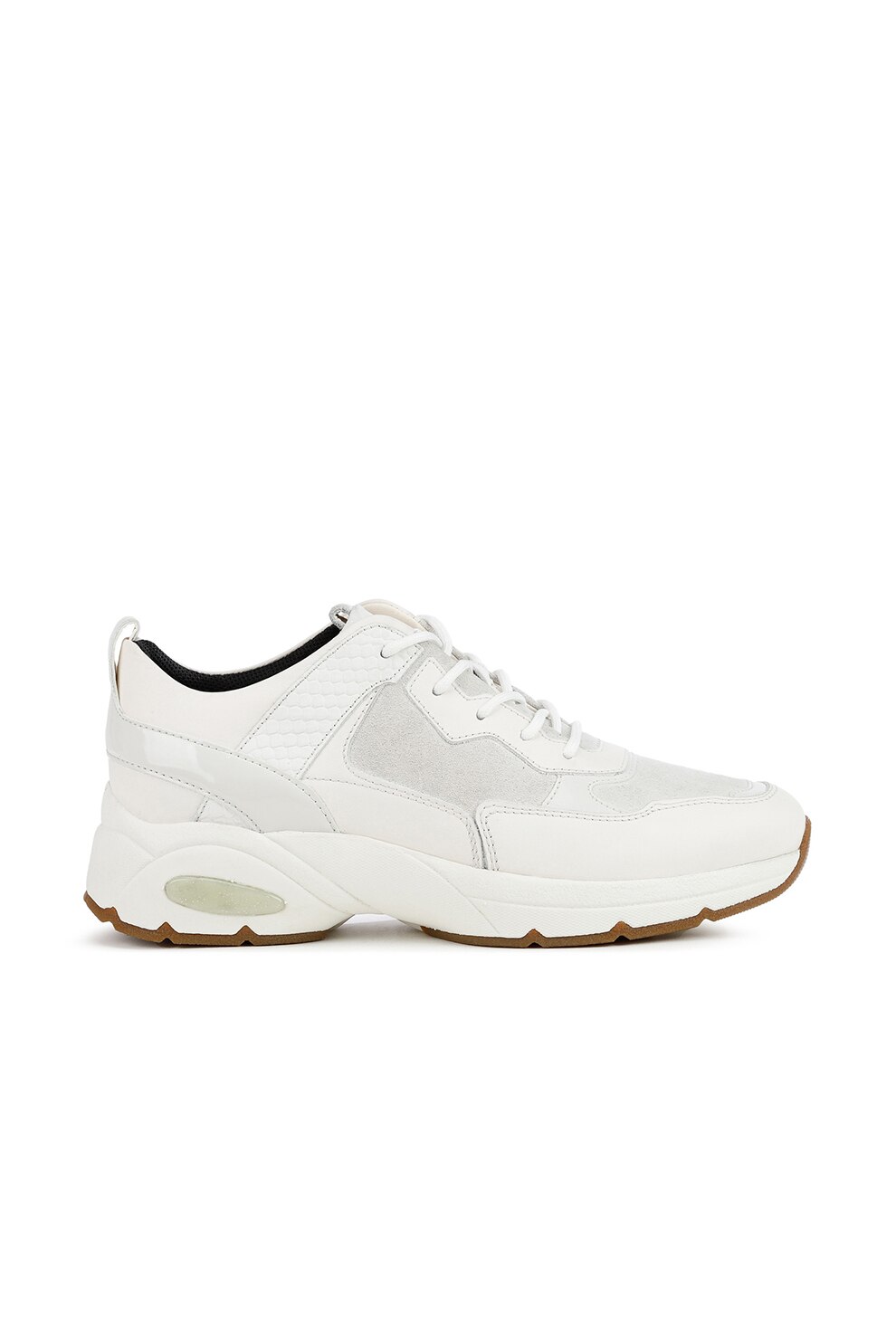 Geox, Pantofi sport cu garnituri de piele Alhour, Alb