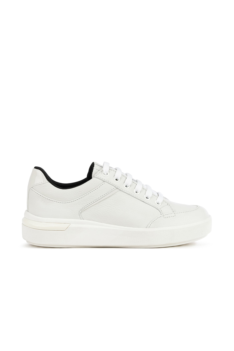 Geox, Pantofi sport de piele si piele ecologica cu logo, Alb