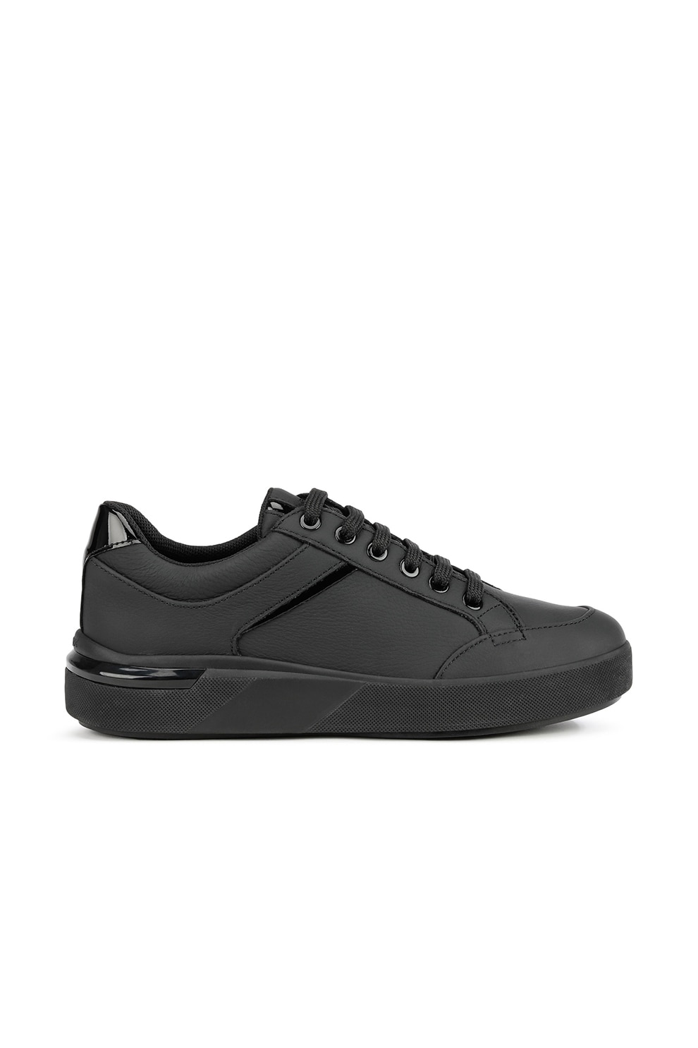 Geox, Pantofi sport de piele si piele ecologica cu logo, Negru