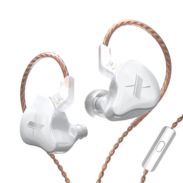 KZ EDX dinamikus fülhallgató, 1DD jack 3.5, HIFI Bass, sport, zajszűrés, mikrofon hívás, fehér