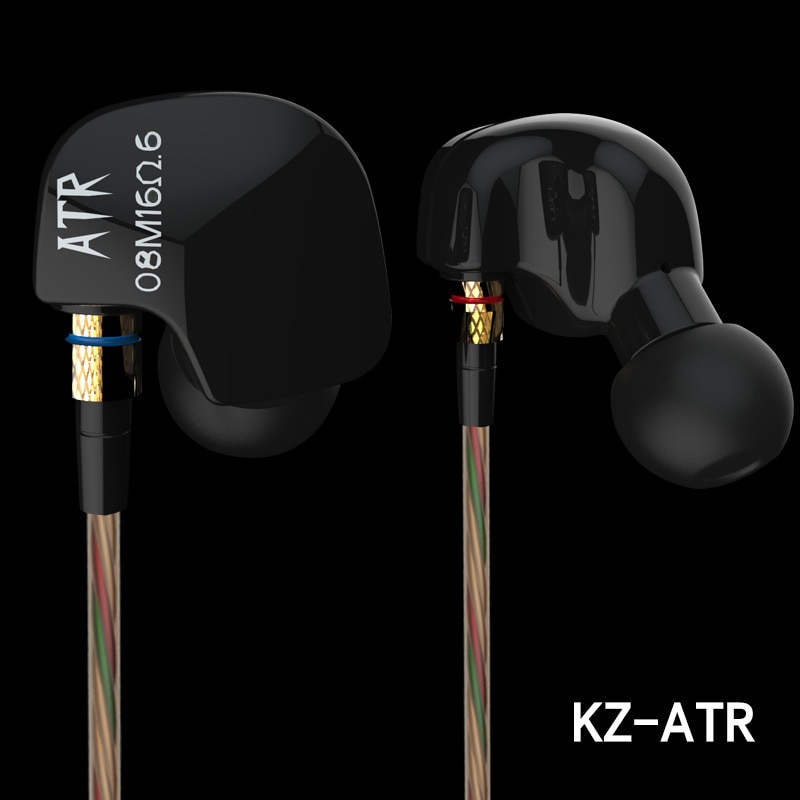 Căști audio in-ear KZ ATR cu Microfon, Bass Hi-Fi, Negre