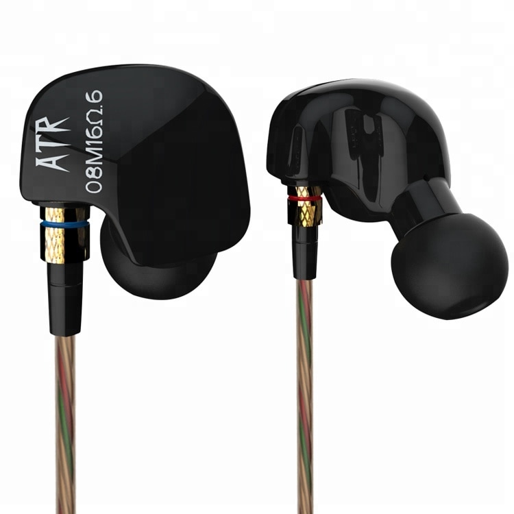 Căști audio in-ear KZ ATR cu Microfon, Bass Hi-Fi, Negre