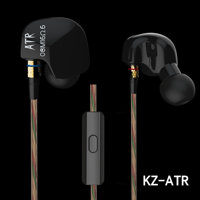 Căști audio in-ear KZ ATR cu Microfon, Bass Hi-Fi, Negre