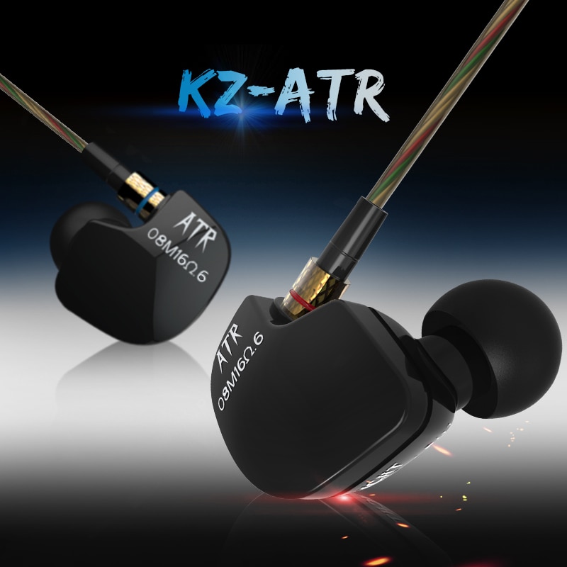 Căști audio in-ear KZ ATR cu Microfon, Bass Hi-Fi, Negre