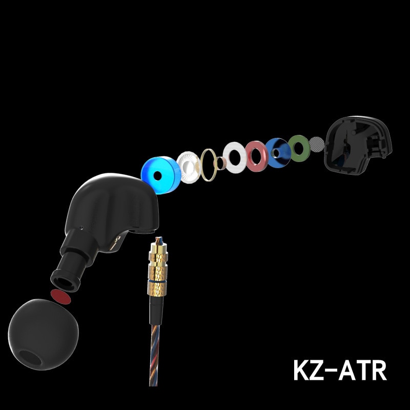 Căști audio in-ear KZ ATR cu Microfon, Bass Hi-Fi, Negre