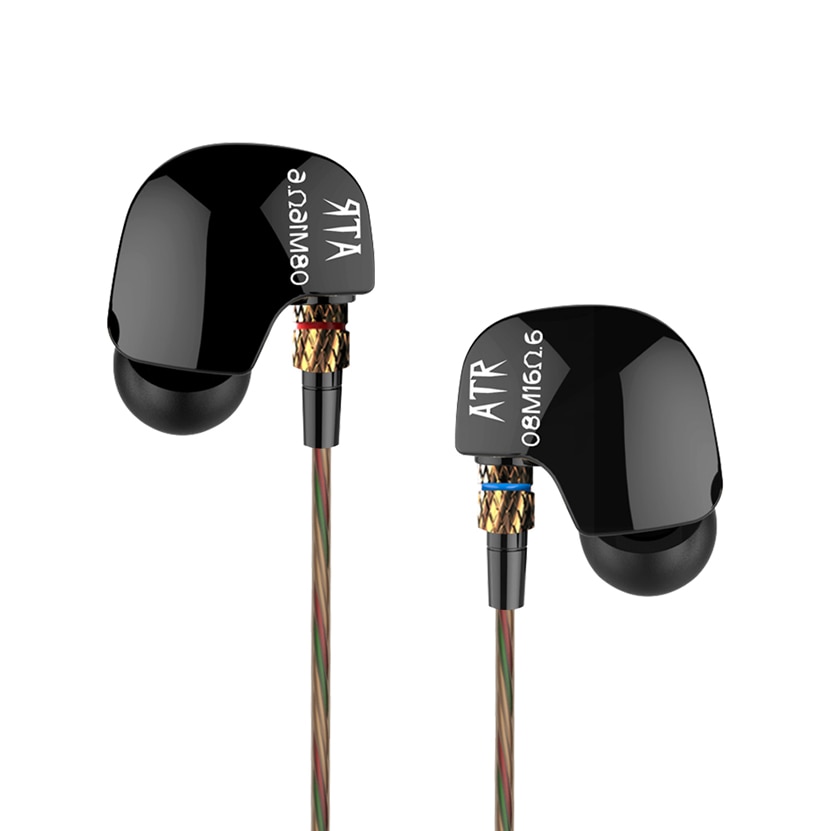 Căști audio in-ear KZ ATR cu Microfon, Bass Hi-Fi, Negre