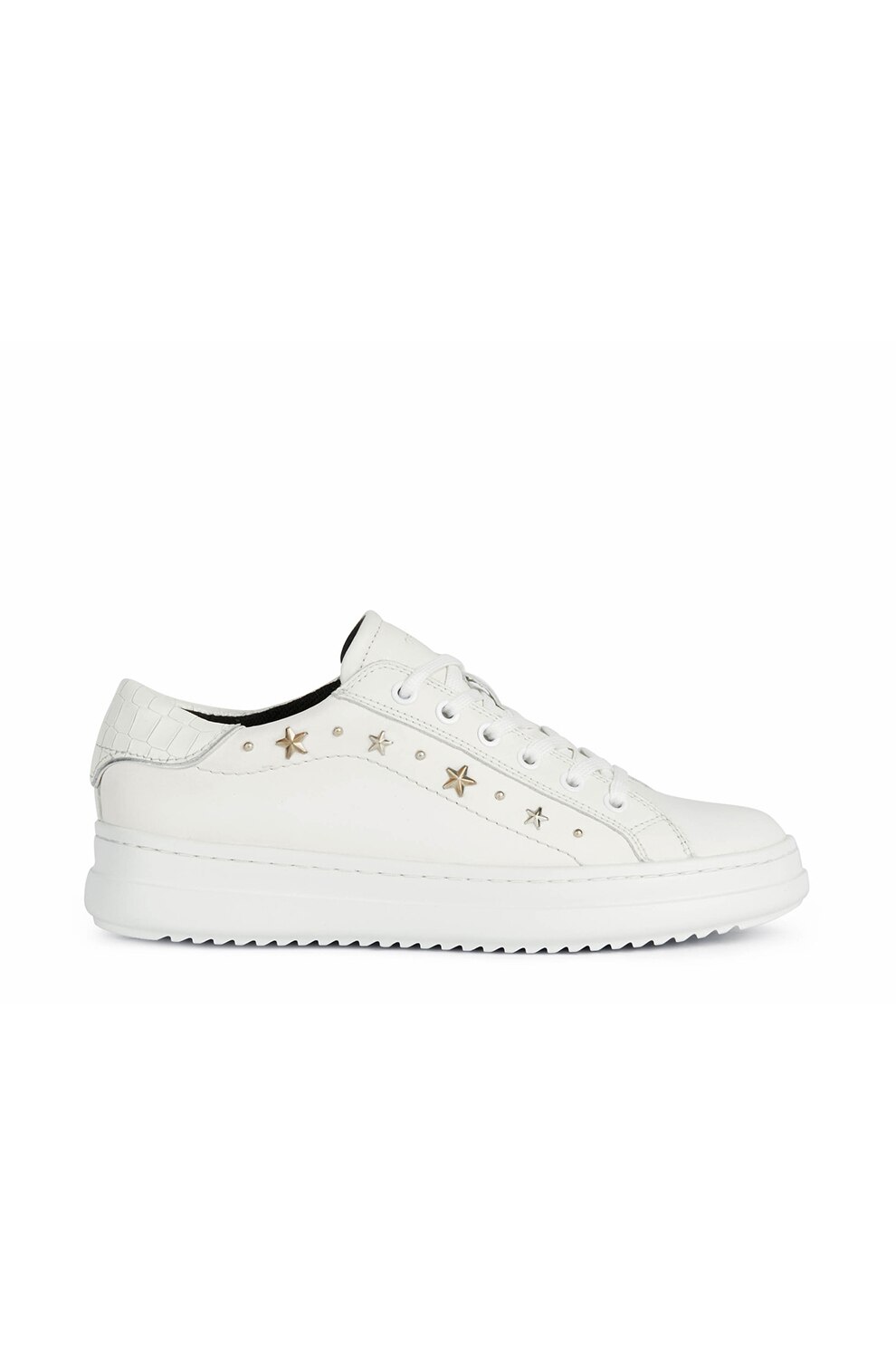 Geox, Pantofi sport low-top cu tinte Pontoise, Alb prafuit
