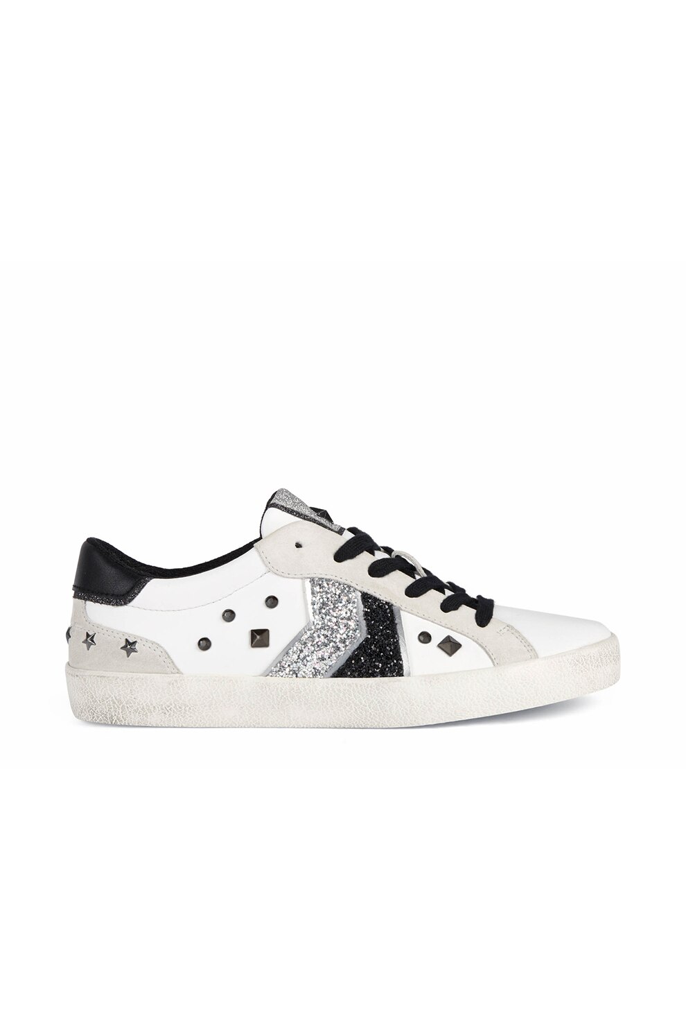 Geox, Pantofi sport low-top cu garnituri stralucitoare Warley, Alb