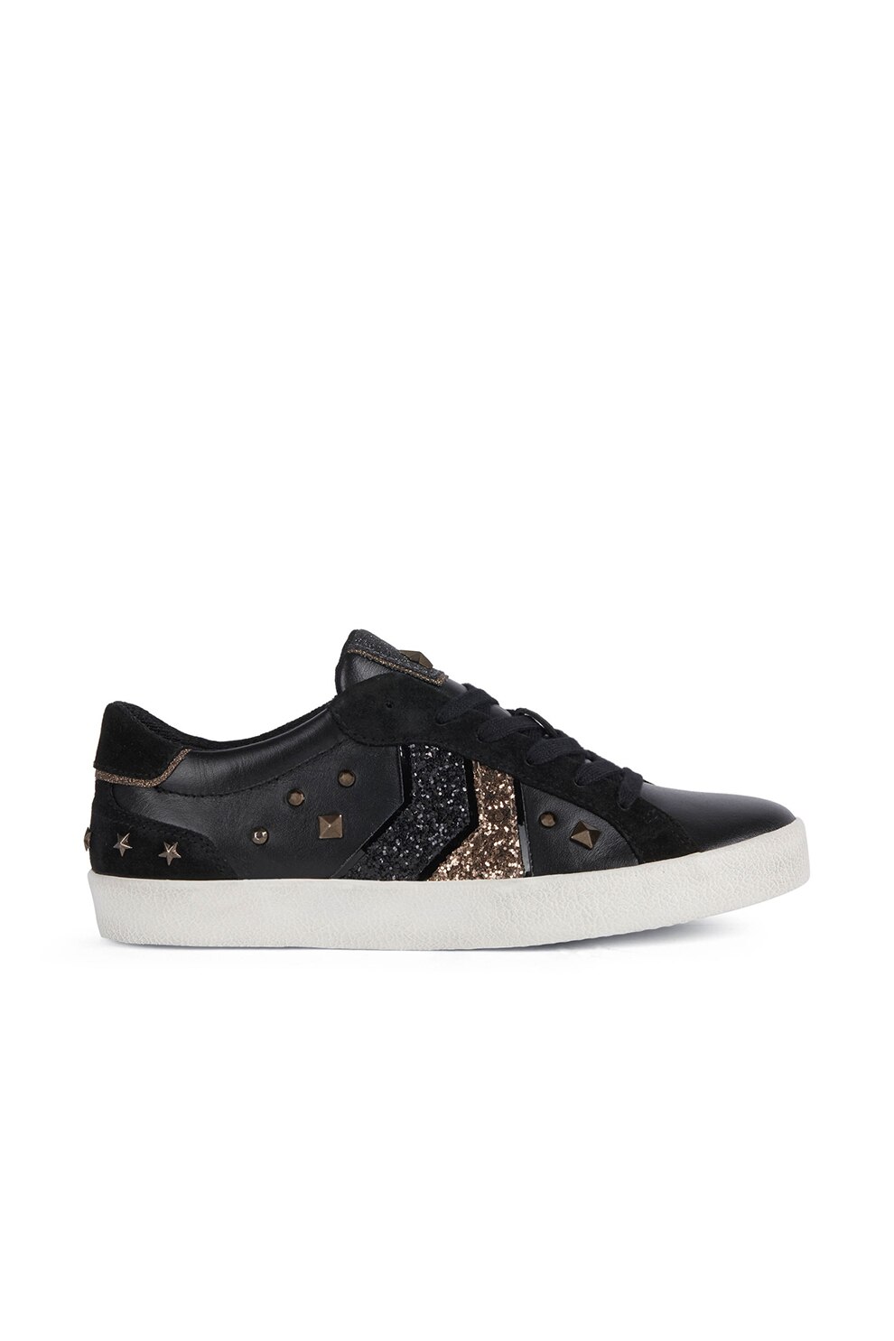 Geox, Pantofi sport low-top cu garnituri stralucitoare Warley, Negru
