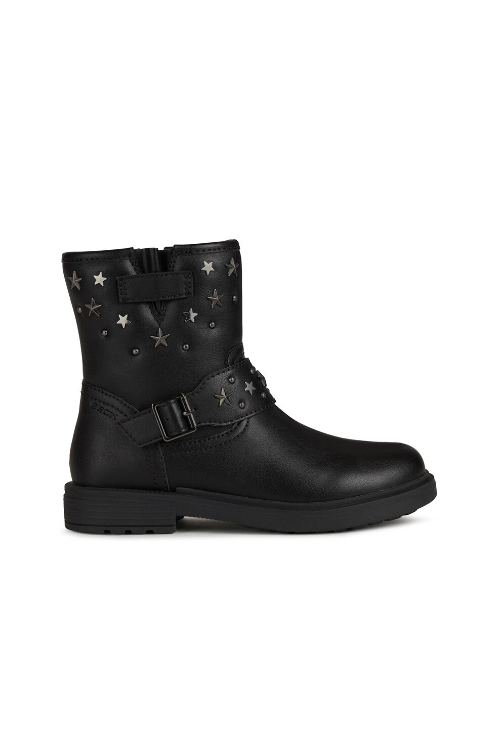 Geox, Ghete de piele ecologica cu aplicatii metalice, Negru