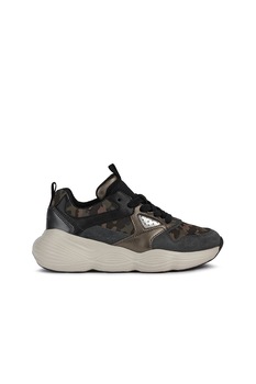 Geox, Pantofi sport cu model si garnituri de piele intoarsa Bubblex, gri inchis, maro, verde militar Geox, Pantofi sport cu model si garnituri de piele intoarsa Bubblex, gri inchis, maro, verde militar