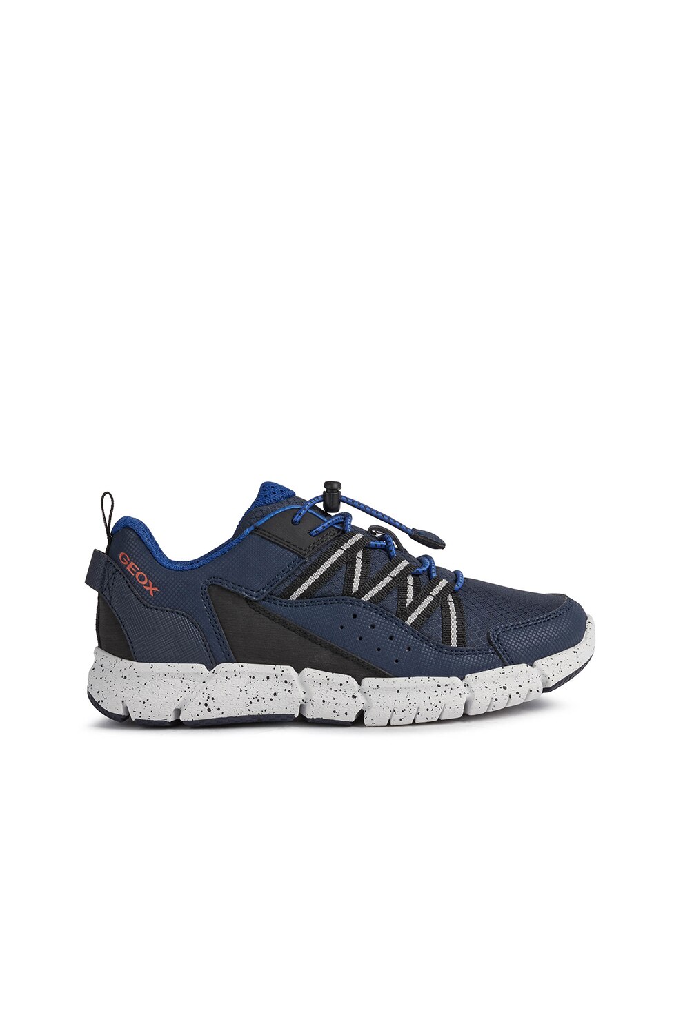 Geox, Pantofi sport de plasa cu garnituri de piele ecologica, Bleumarin/negru stins