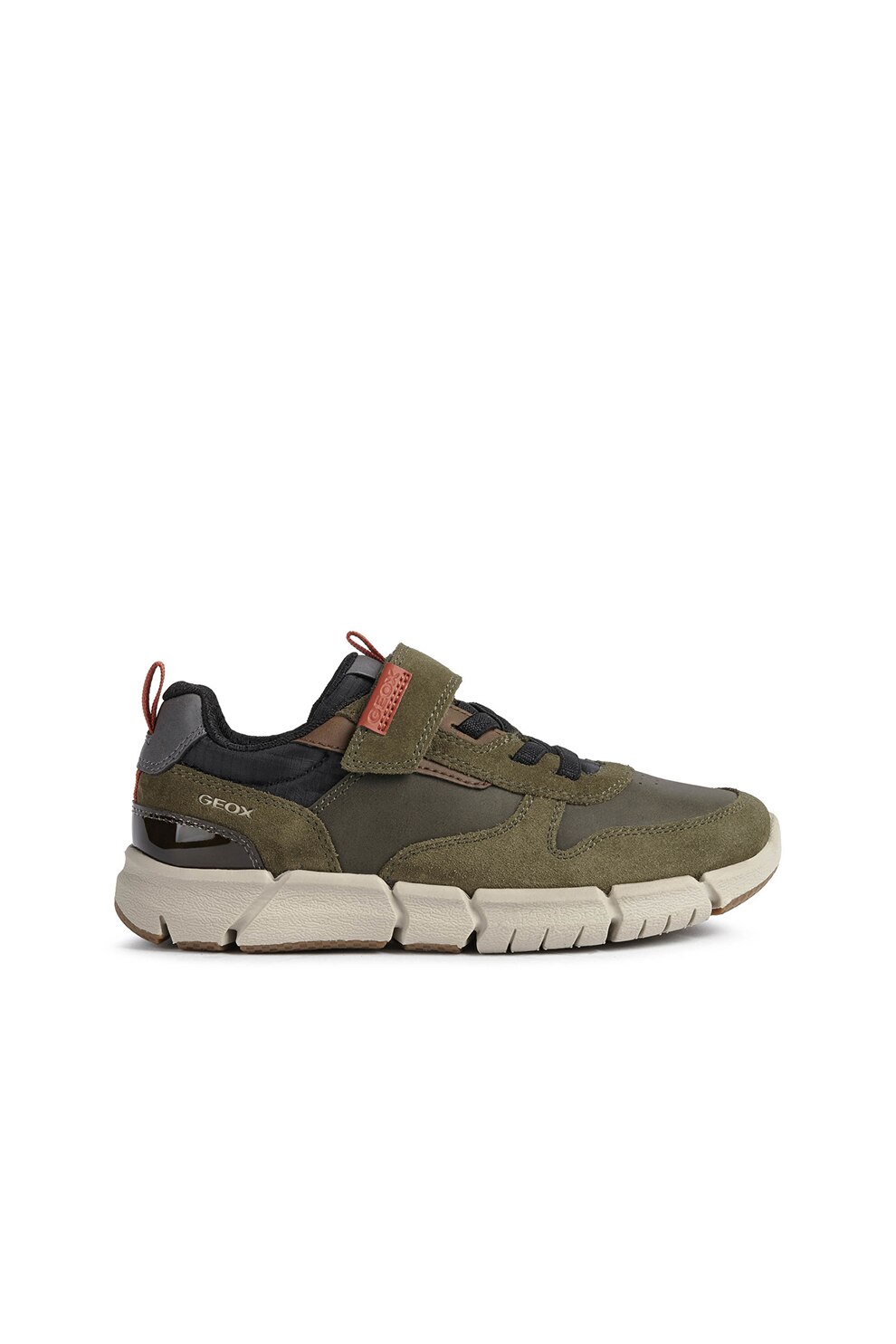 Geox, Pantofi sport cu garnituri de piele intoarsa Flexyper, Verde militar