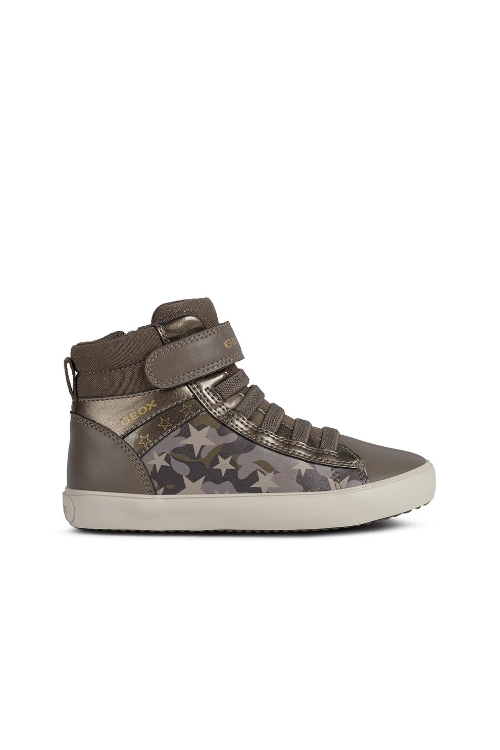Geox, Pantofi sport mid-high cu model, Maro/Gri
