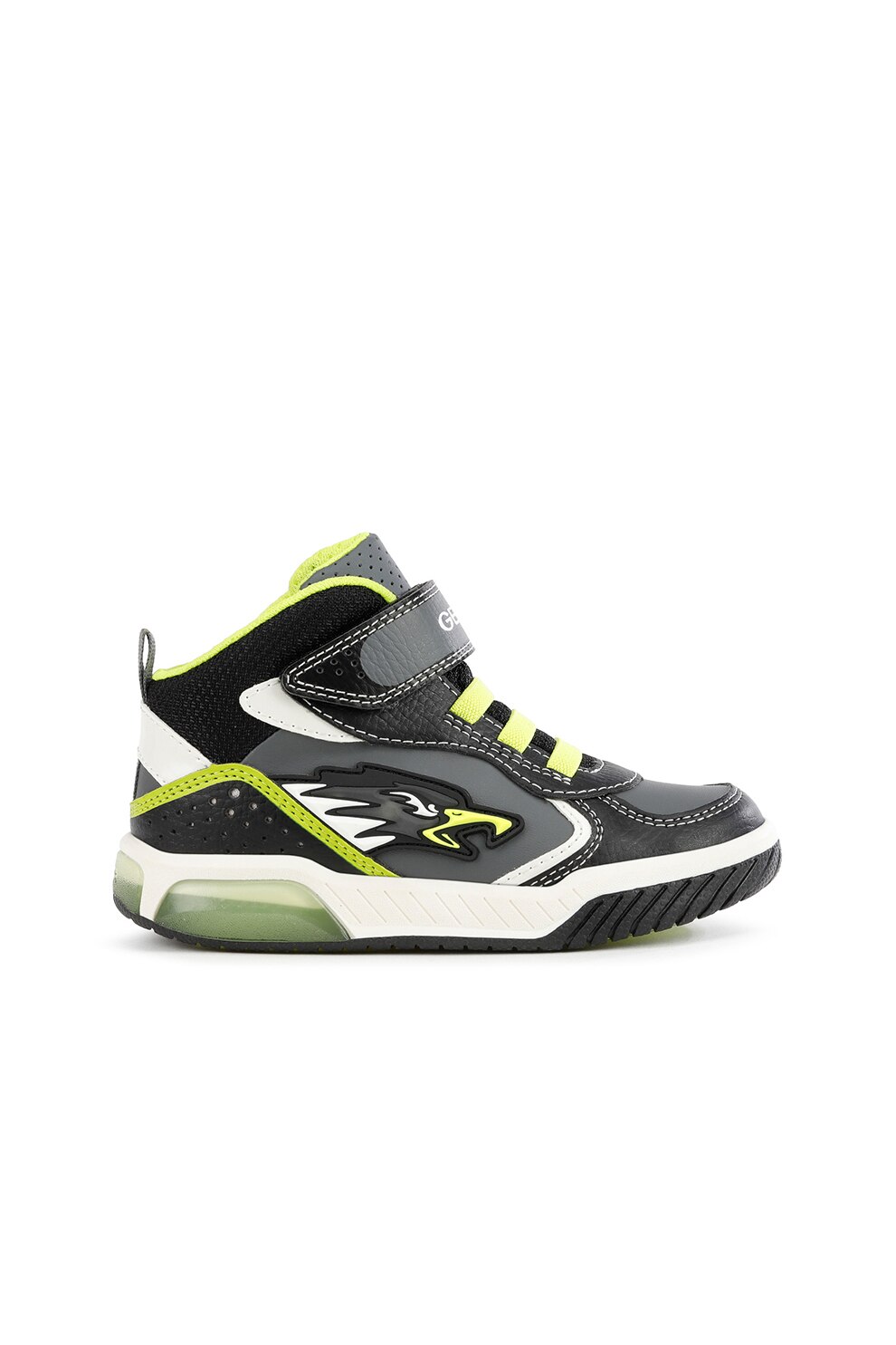 Geox, Pantofi sport mid-high Inek, Negru/Gri/Galben