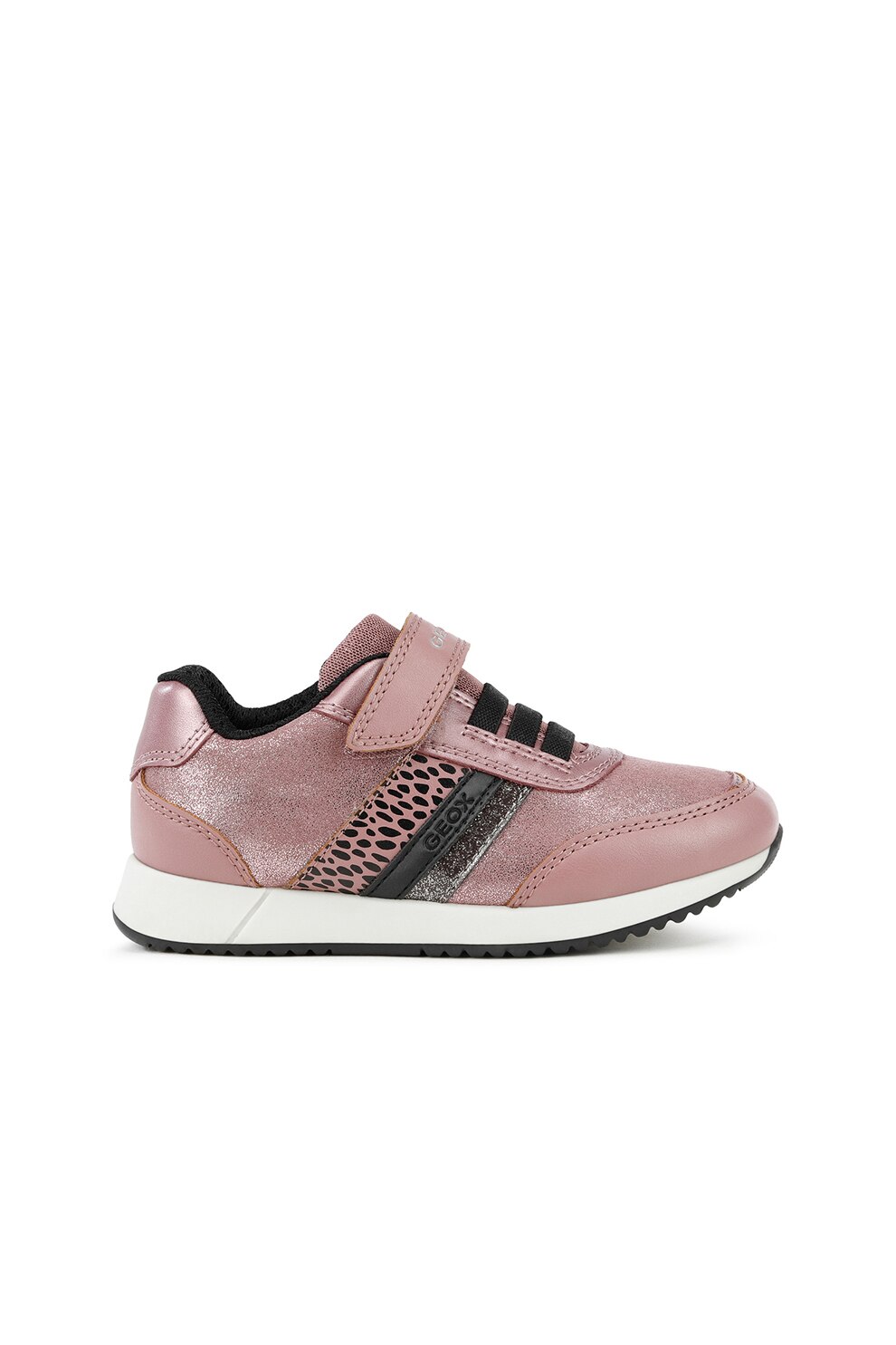Geox, Pantofi sport de piele ecologica Jensea, roz, auriu rose, negru