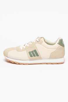 MTNG, Pantofi sport de piele ecologica si piele intoarsa sintetica, Crem MTNG, Pantofi sport de piele ecologica si piele intoarsa sintetica, Crem