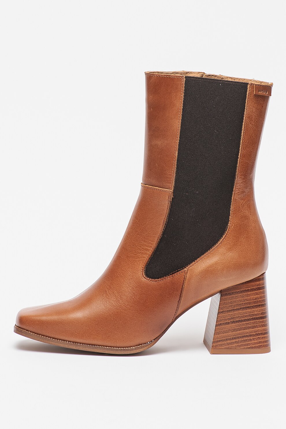 MTNG, Botine din piele Crystal, Maro scortisoara/Negru