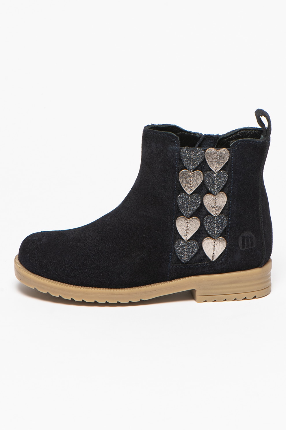 MTNG, Ghete de piele intoarsa cu aplicatii in forma de inima, Bleumarin/Argintiu