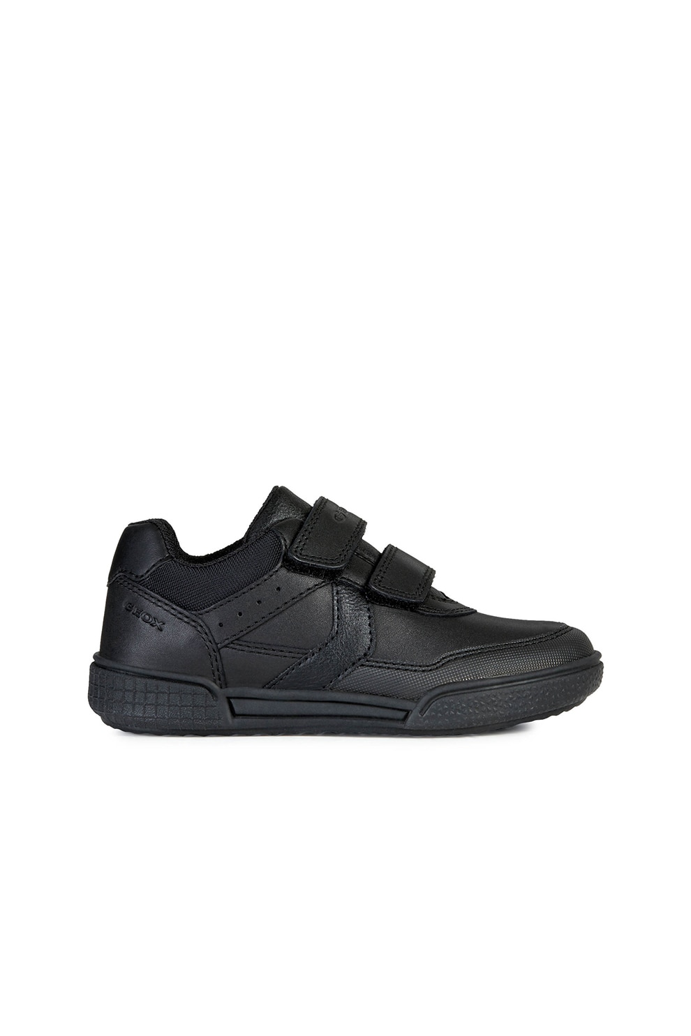 Geox, Pantofi sport cu velcro si garnituri de piele, Negru