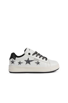 Geox - Rebecca sneaker csillámos csillag alakú rátétekkel, Fehér/Fekete