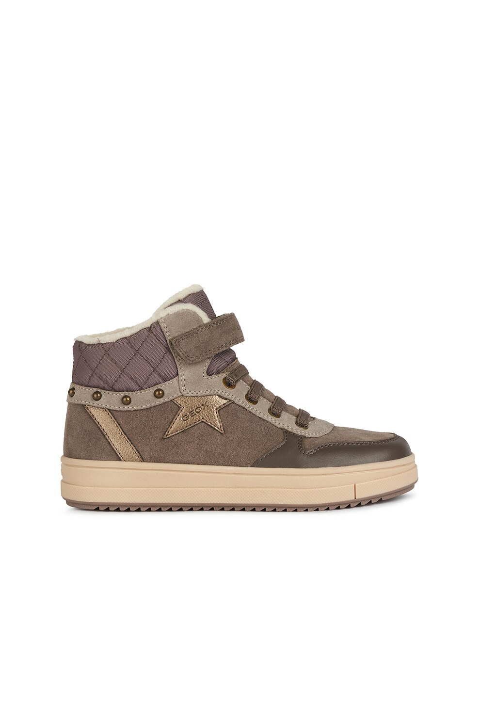 Geox, Pantofi sport mid-high impermeabili Rebecca, Maro/Gri
