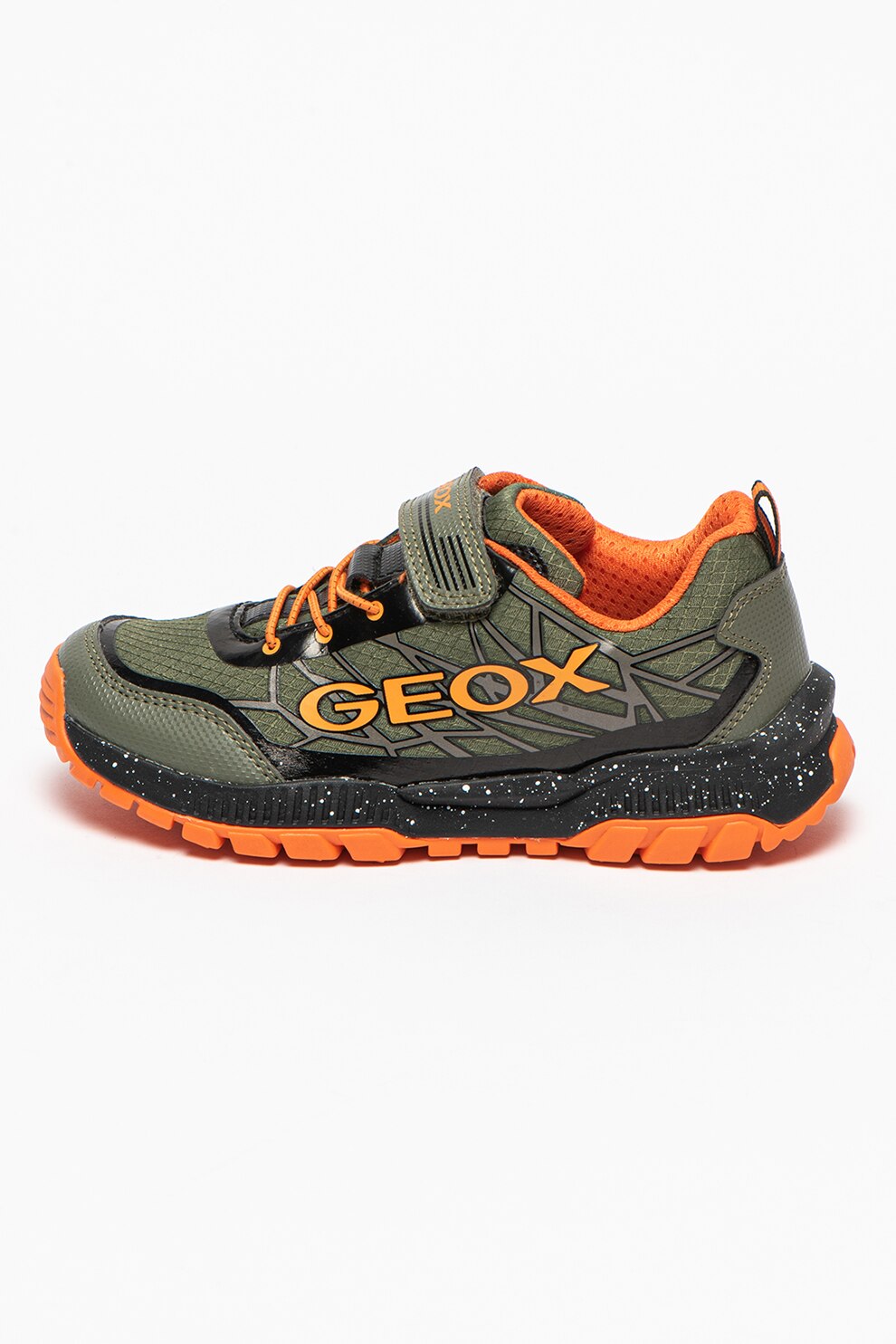 Geox, Pantofi sport cu talpa cu pete decorative Tuono, Verde militar/Oranj