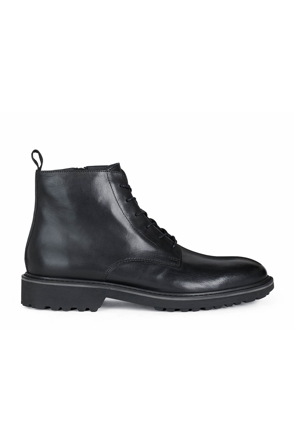 Geox, Ghete de piele cu fermoar si sireturi Cannaregio, Negru