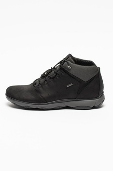 Geox, Pantofi sport din piele ecologica cu detaliu logo, Negru Geox, Pantofi sport din piele ecologica cu detaliu logo, Negru