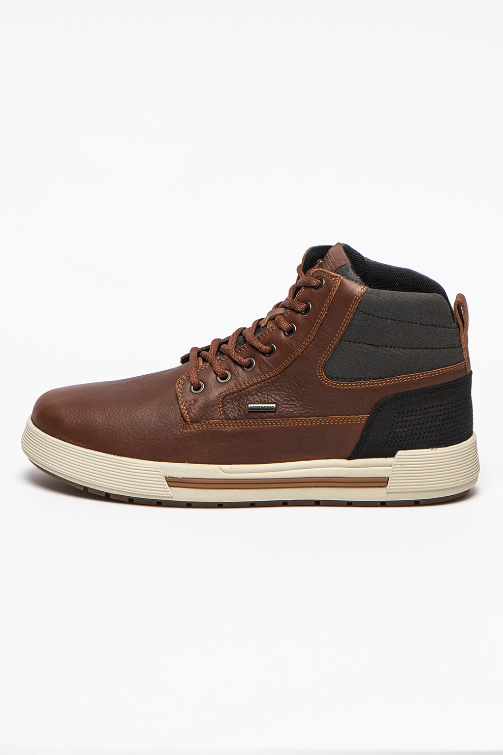 Geox, Pantofi sport high-top de piele cu insertii de panza Tonale, Maro