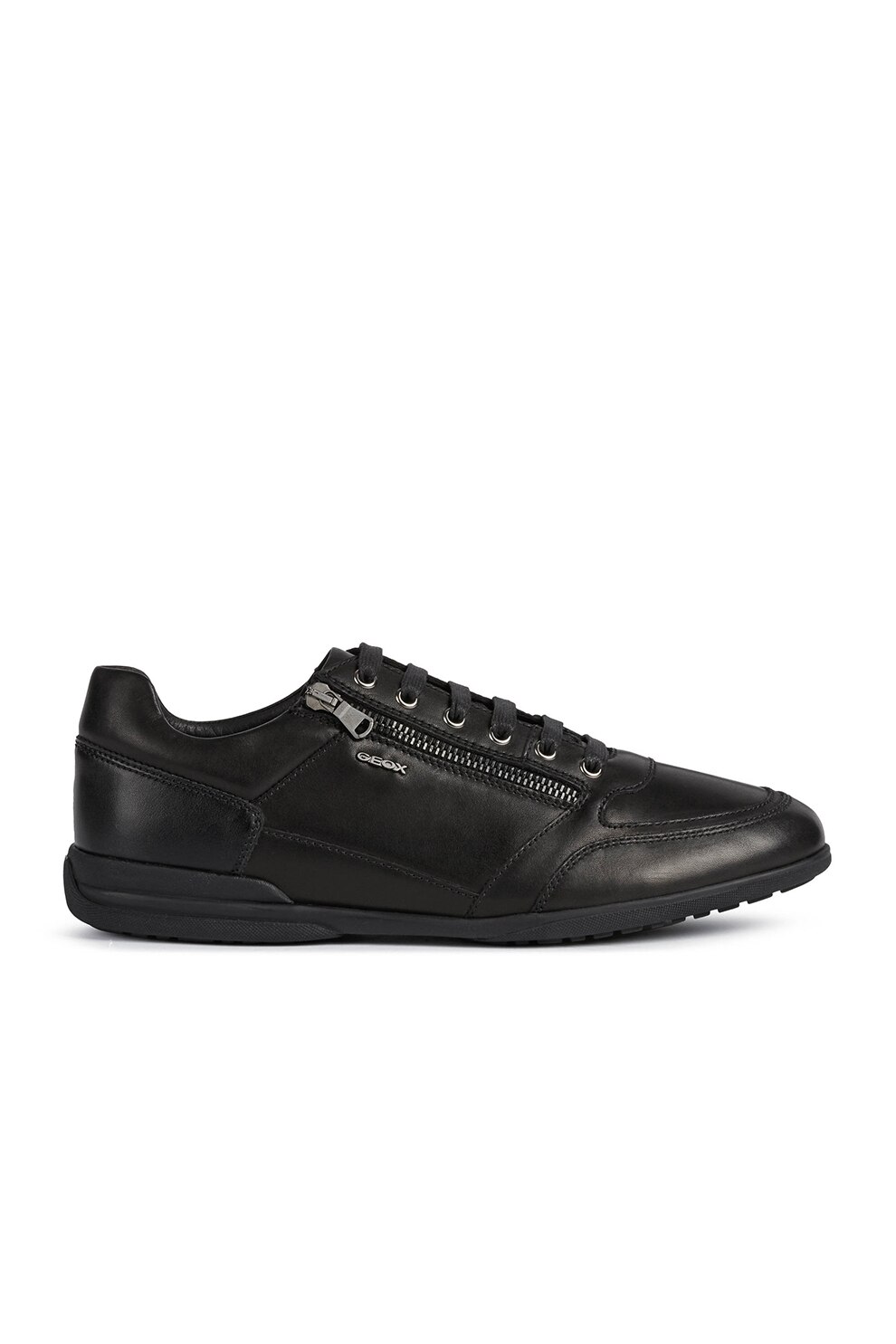 Geox, Pantofi casual de piele si material sintetic, Negru