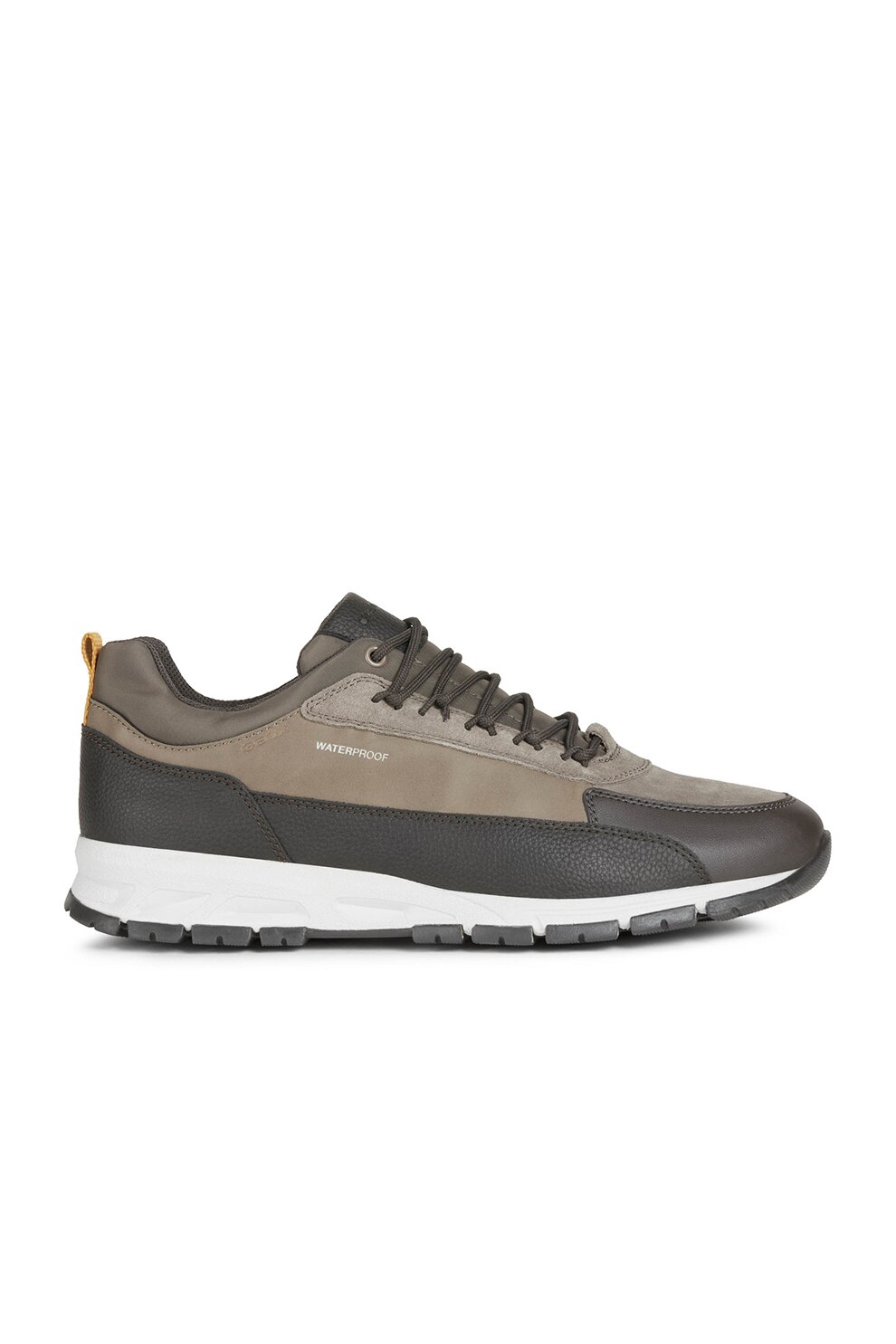 Geox, Pantofi sport impermeabili cu insertii de piele intoarsa, Maro inchis/Maro taupe deschis