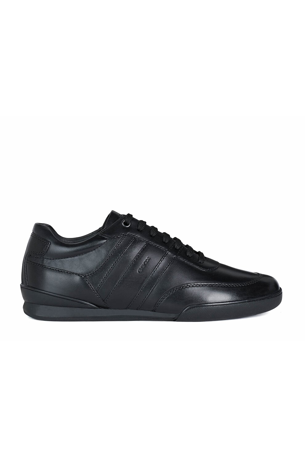 Geox, Pantofi sport cu insertii de piele ecologica, Negru