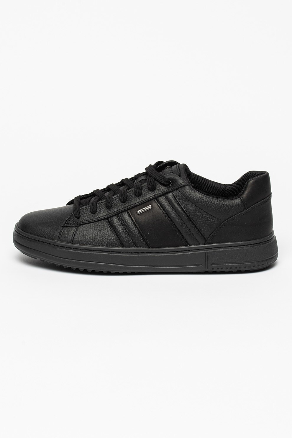 Geox, Pantofi sport de piele cu aspect texturat Levico, Negru