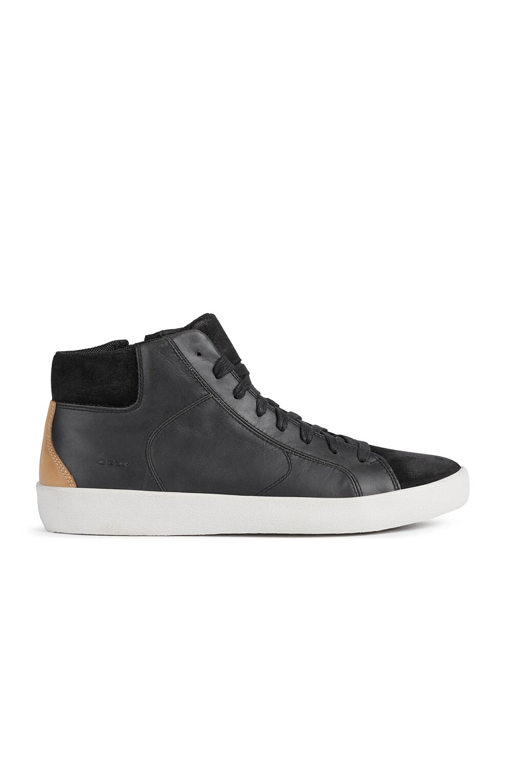 Geox, Pantofi sport mid-high de piele si piele intoarsa Warley, Negru stins