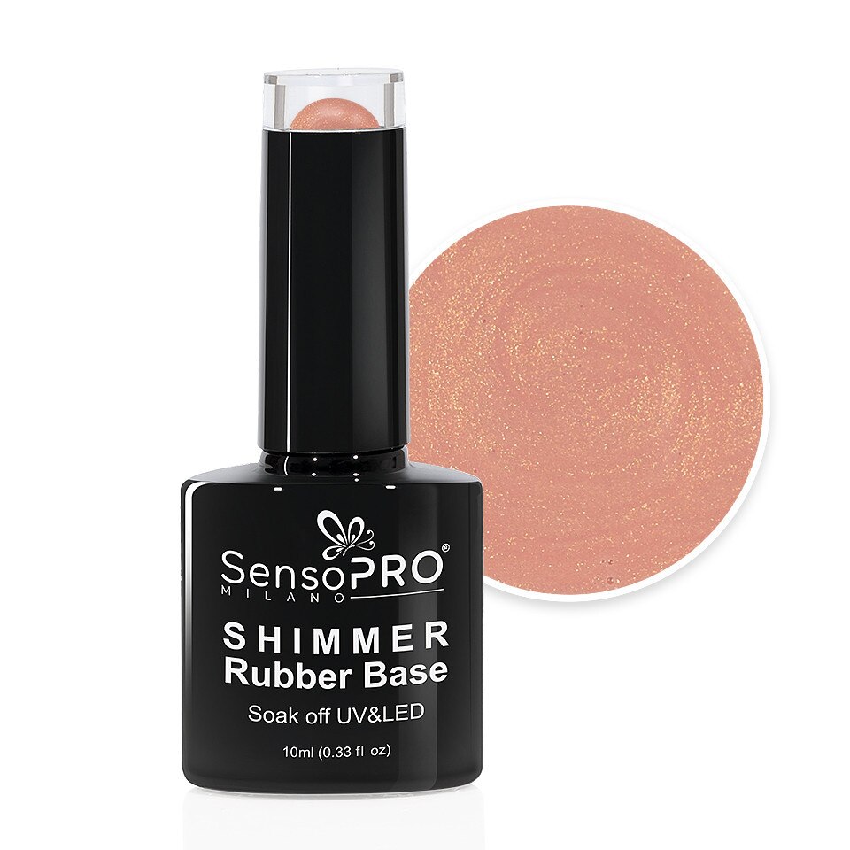 Oja Shimmer Rubber Base SensoPRO Milano - #09 Irresistible Nude Shimmer Gold, 10ml