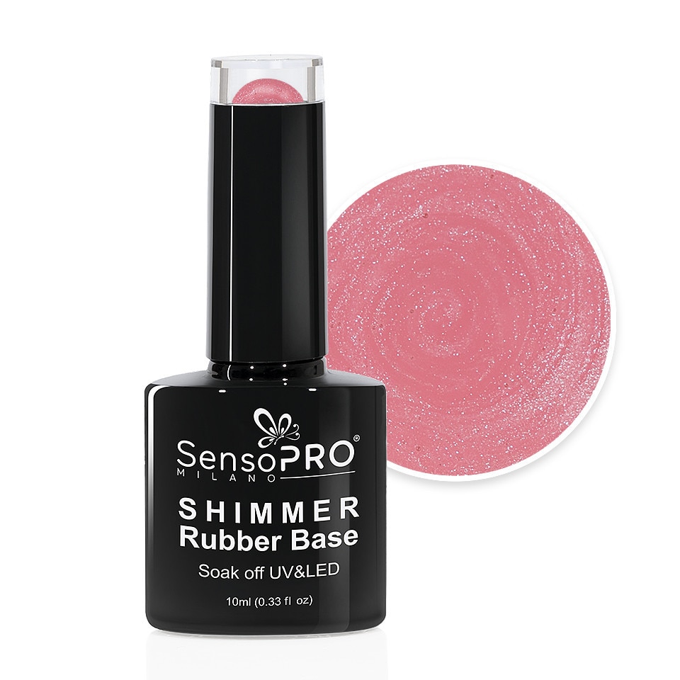 Oja Shimmer Rubber Base SensoPRO Milano - #12 Musical Rose Shimmer Silver, 10ml