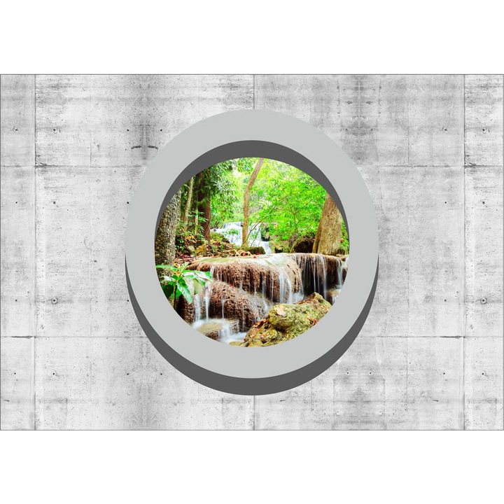 Fototapet 3D Waterfall Behaid the Wall, autoadeziv, multicolor, 200 x 300 cm