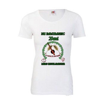 Tricou dama alb imprimeu varsta Nu imbatranesc 29 ani, M Tricou dama alb imprimeu varsta Nu imbatranesc 29 ani, M
