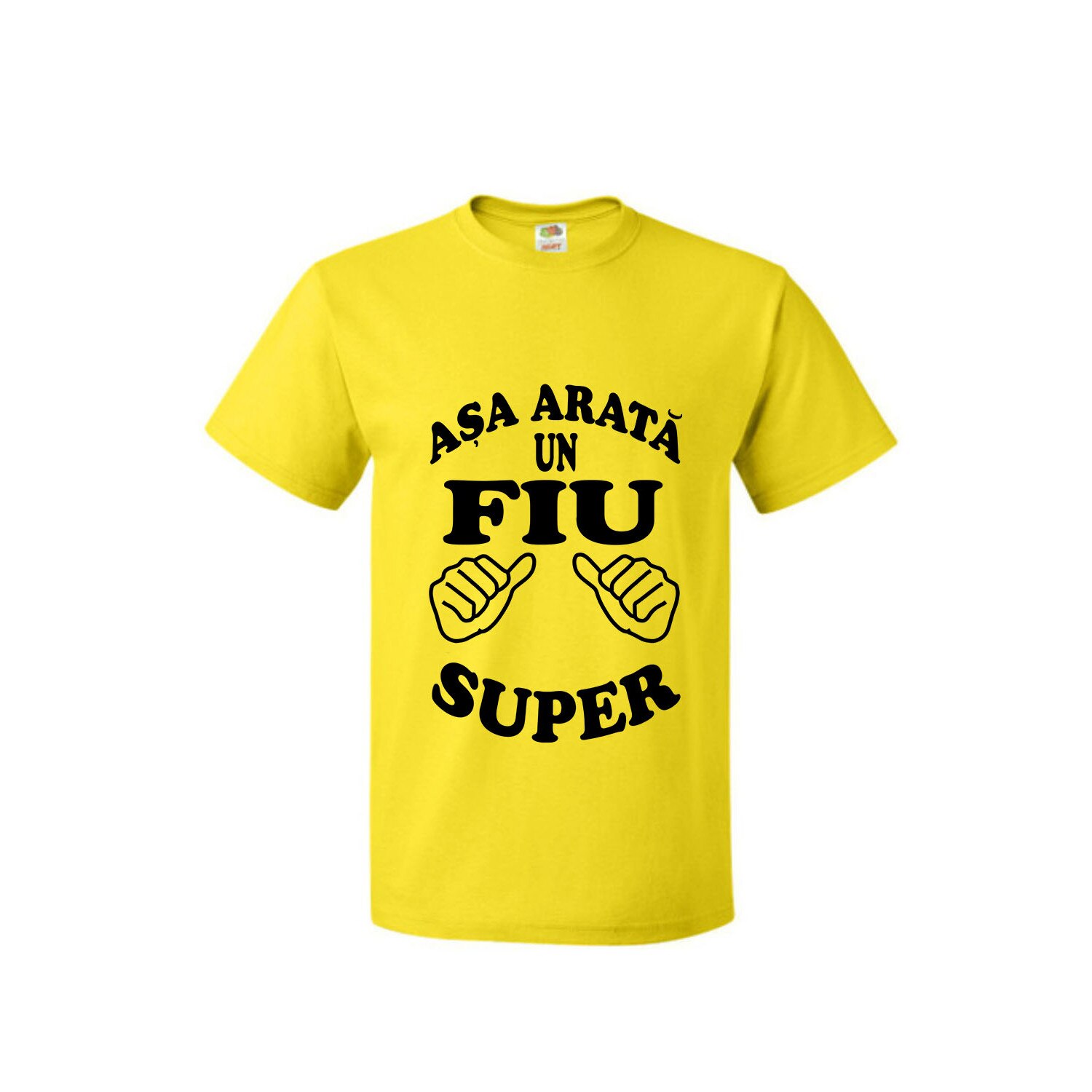 Tricou barbatesc galben imprimeu Asa arata un fiu super, L
