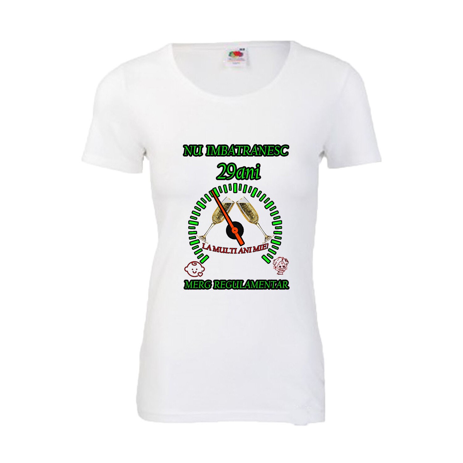 Tricou dama alb imprimeu varsta Nu imbatranesc 29 ani, L
