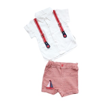 Compleu Camasa si Pantaloni Scurti pentru Baieti de Vara Compleu Camasa si Pantaloni Scurti pentru Baieti de Vara