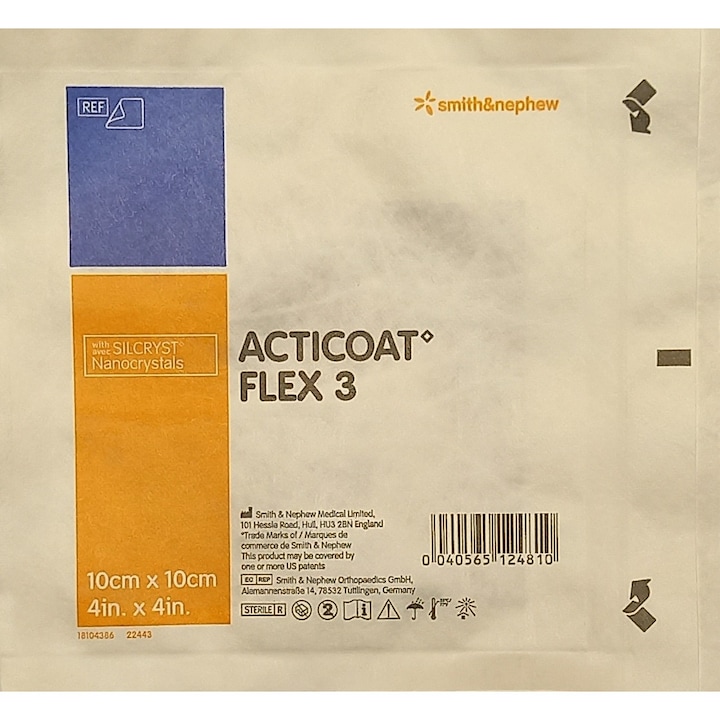 Pansament steril flexibil cu argint nanocristalin cu efect bactericid ACTICOAT FLEX 3 10 cm x 10 cm