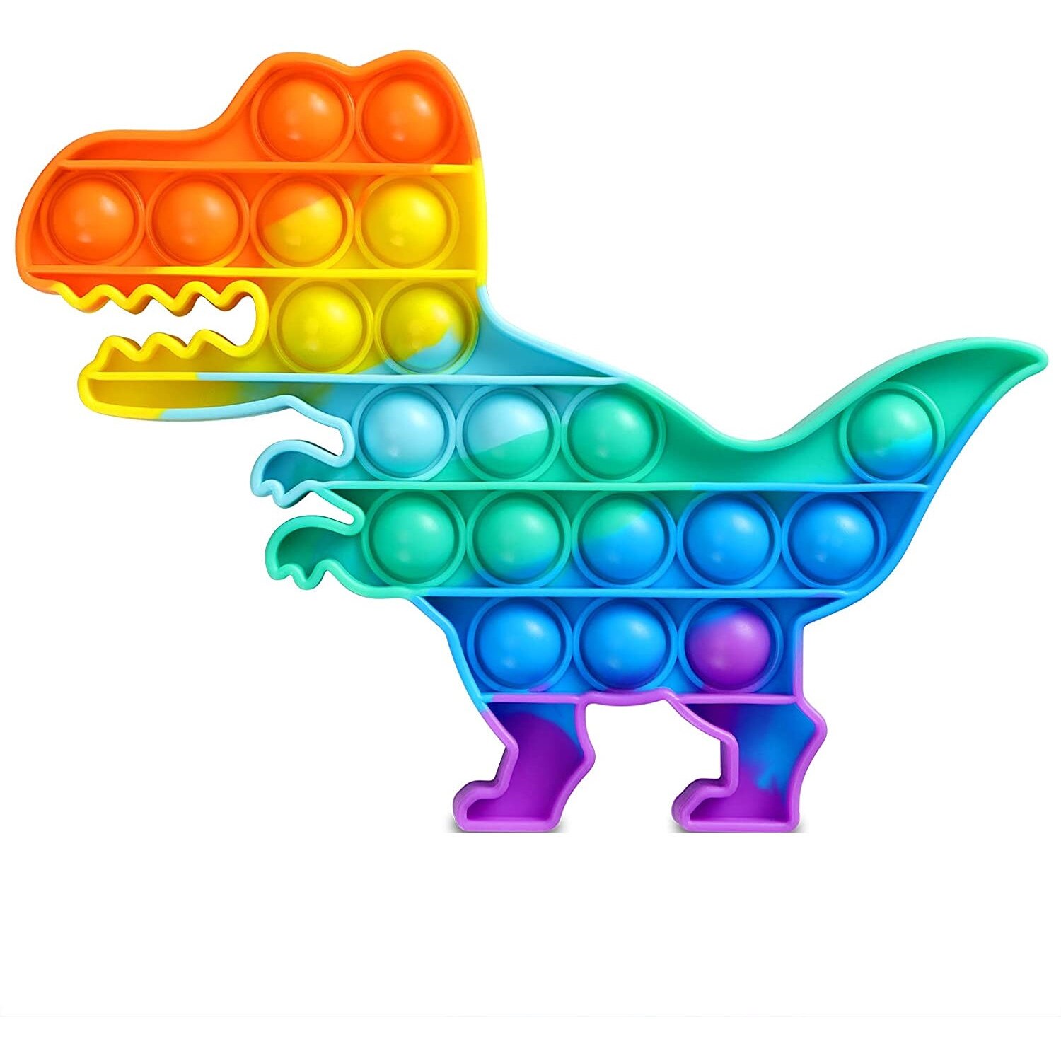 Jucarie antistres din silicon Flippy, Pop it Now and Flip It, Dinozaur, Multicolor