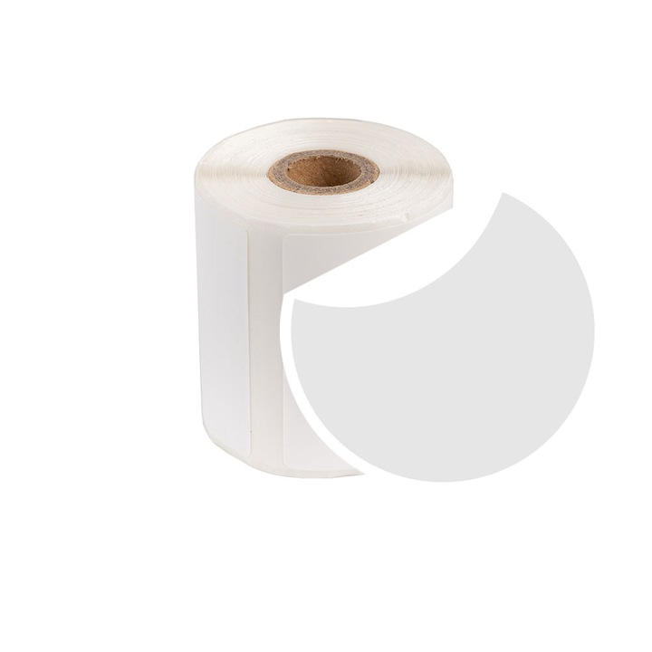 Etichete termice universale rotunde Ø20 mm, plastic alb, permanente, 1 rola, 300 etichete/rola, pentru imprimanta M110 si M200