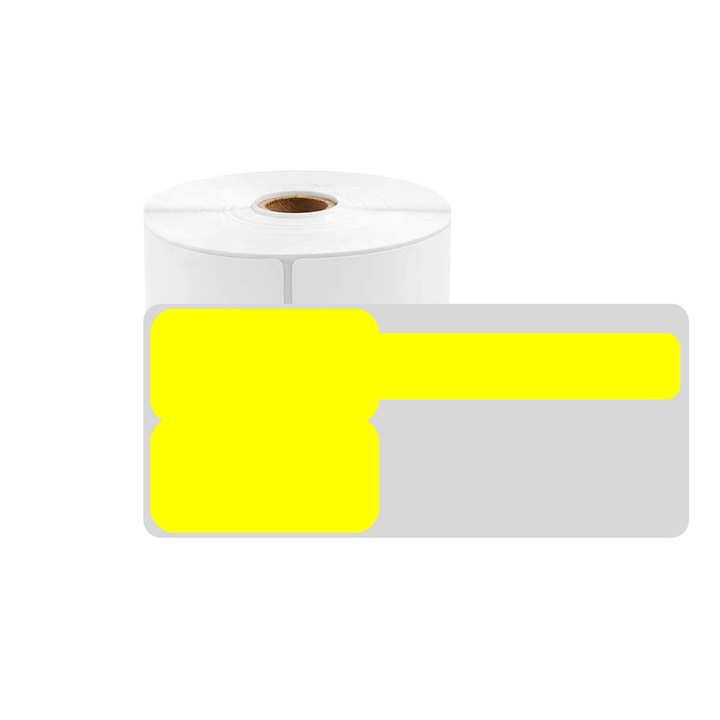 Etichete stegulet F pentru cabluri 25 x 30mm + 40mm galben, polipropilena, pentru imprimanta M110/M200, 100 buc/rola