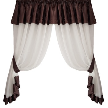 Perdea Decorint confectionata (PB.595), Ivoiry (unt), decor maro floral, 310 x 150 Perdea Decorint confectionata (PB.595), Ivoiry (unt), decor maro floral, 310 x 150