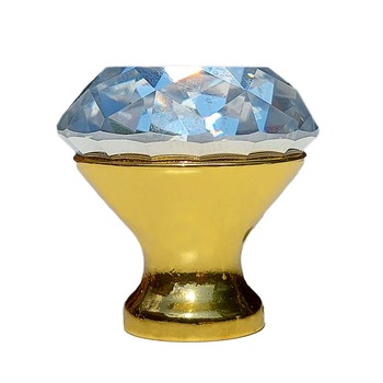 Buton maner mobila cristal cromat diamant auriu, ∅ 30 mm Buton maner mobila cristal cromat diamant auriu, ∅ 30 mm