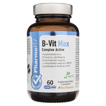 Supliment alimentar Pharmovit, B-Vit Max, Complex Activ, 60 capsule Supliment alimentar Pharmovit, B-Vit Max, Complex Activ, 60 capsule