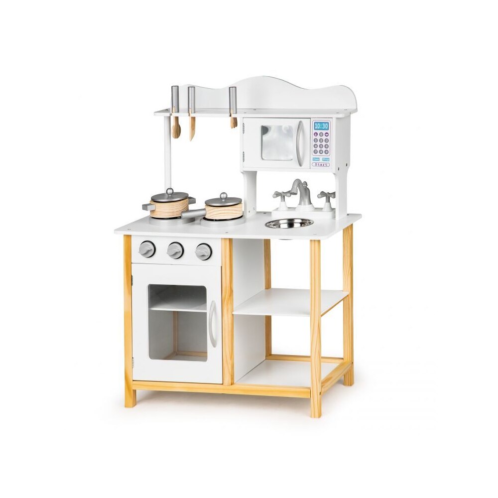 Bucatarie pentru Copii Bigshot CUBK040 din Lemn, Accesorii Incluse, 74,5x36x14cm, Alb-Maro
